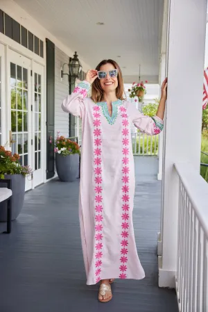 Embroidered Blush Caftan by Sail to Sable