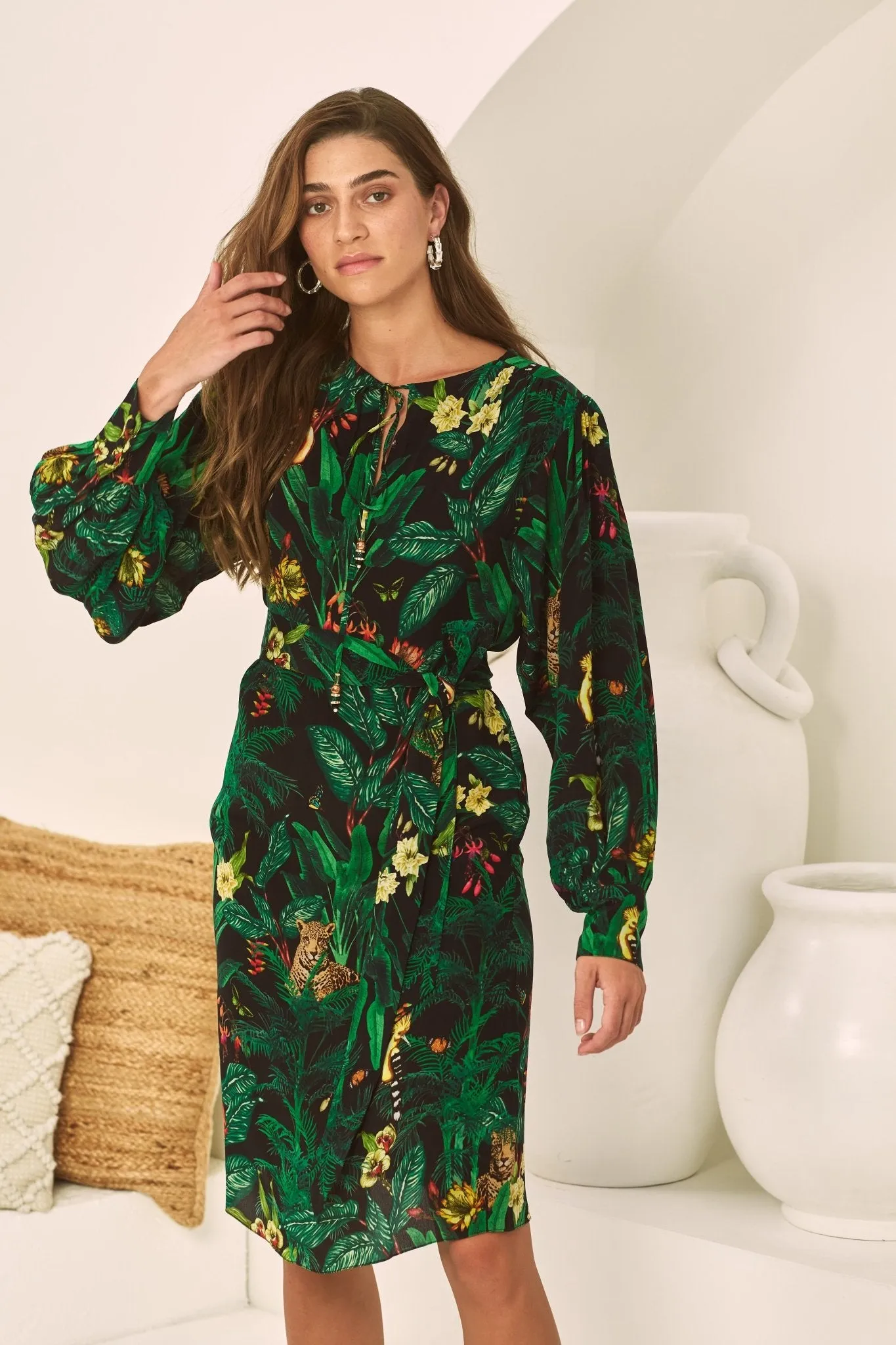 EMERALD QUEEN SHORT DRESS W CUFF SLEEVES