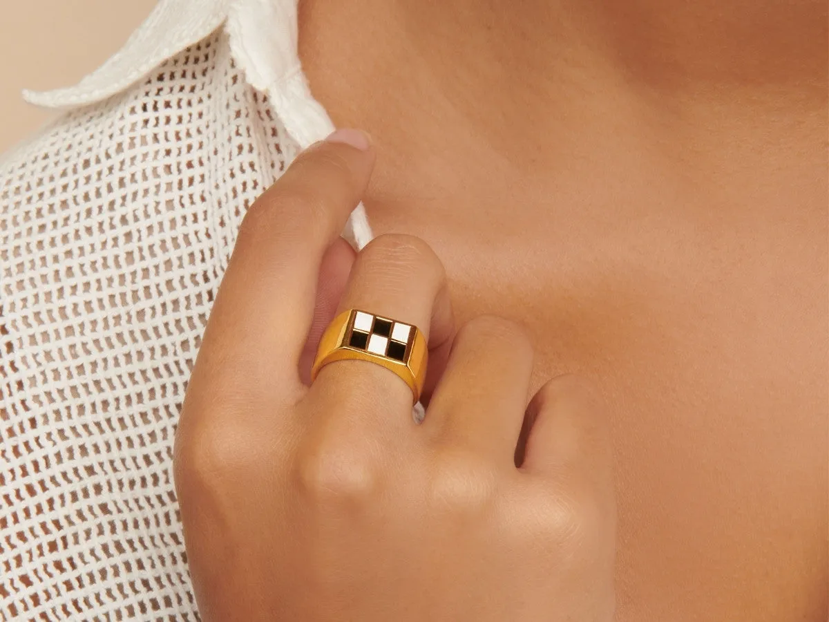 Enamel Checker Ring