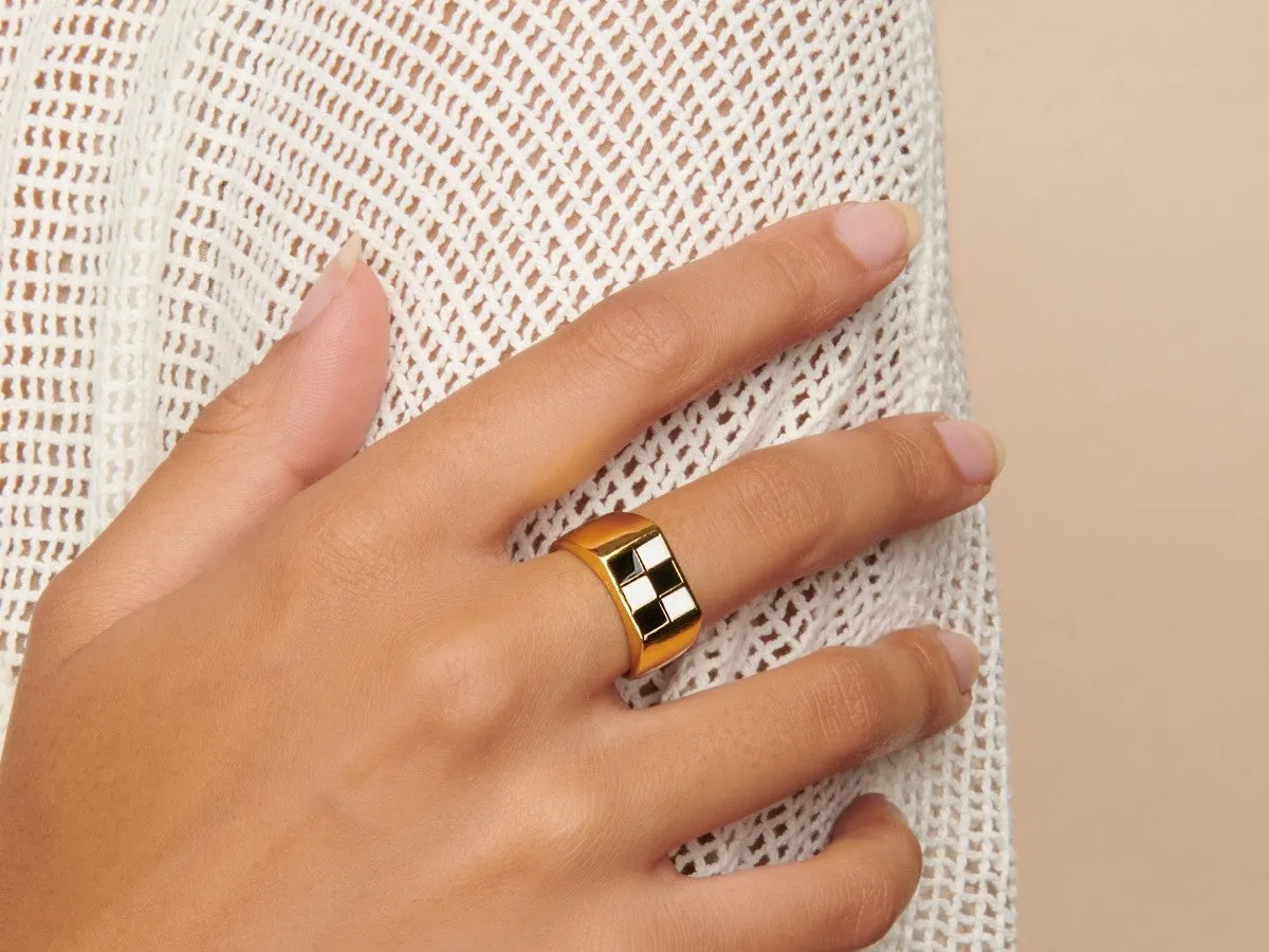 Enamel Checker Ring