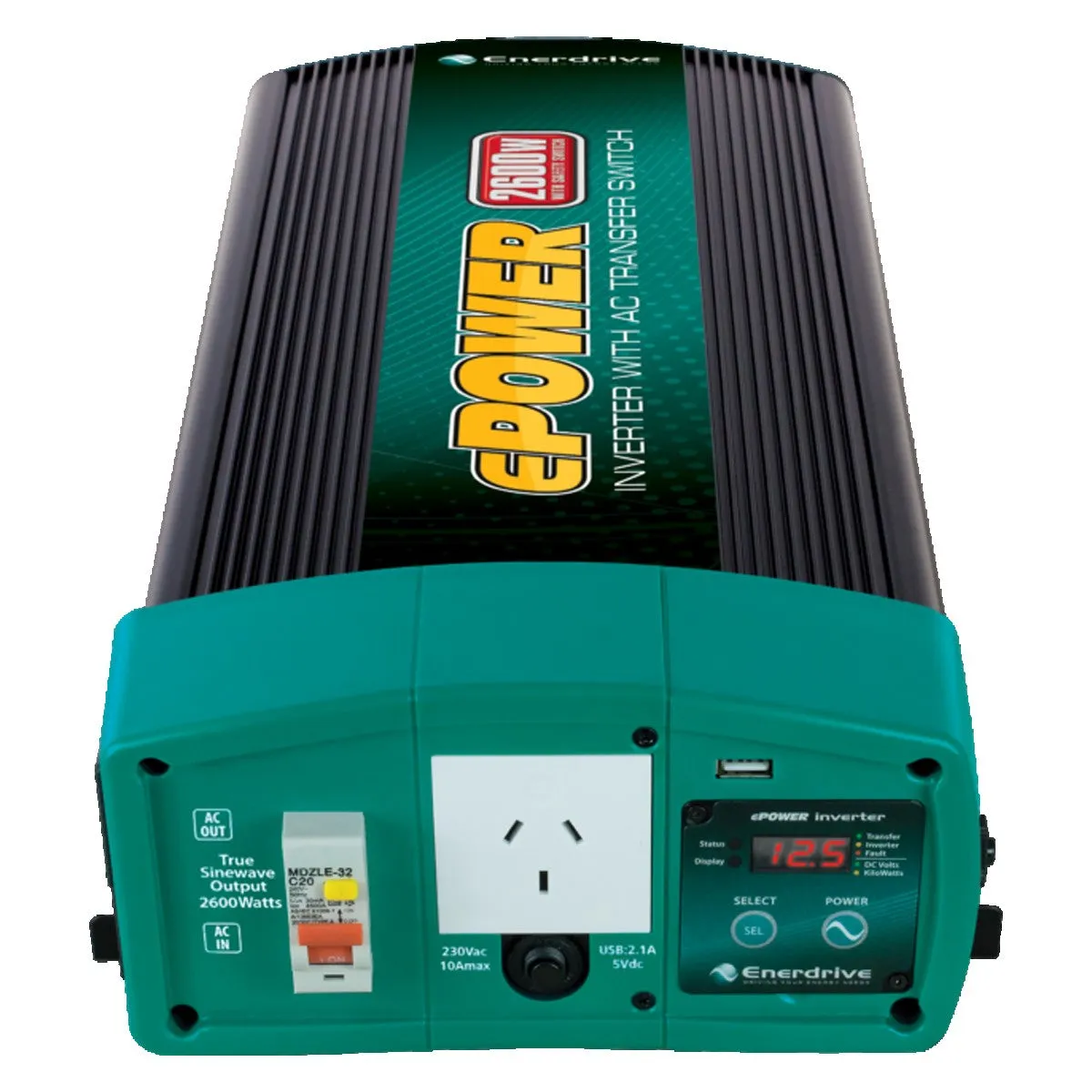 Enerdrive 2600W 12v True Sine Wave Inverter with Built in RCD