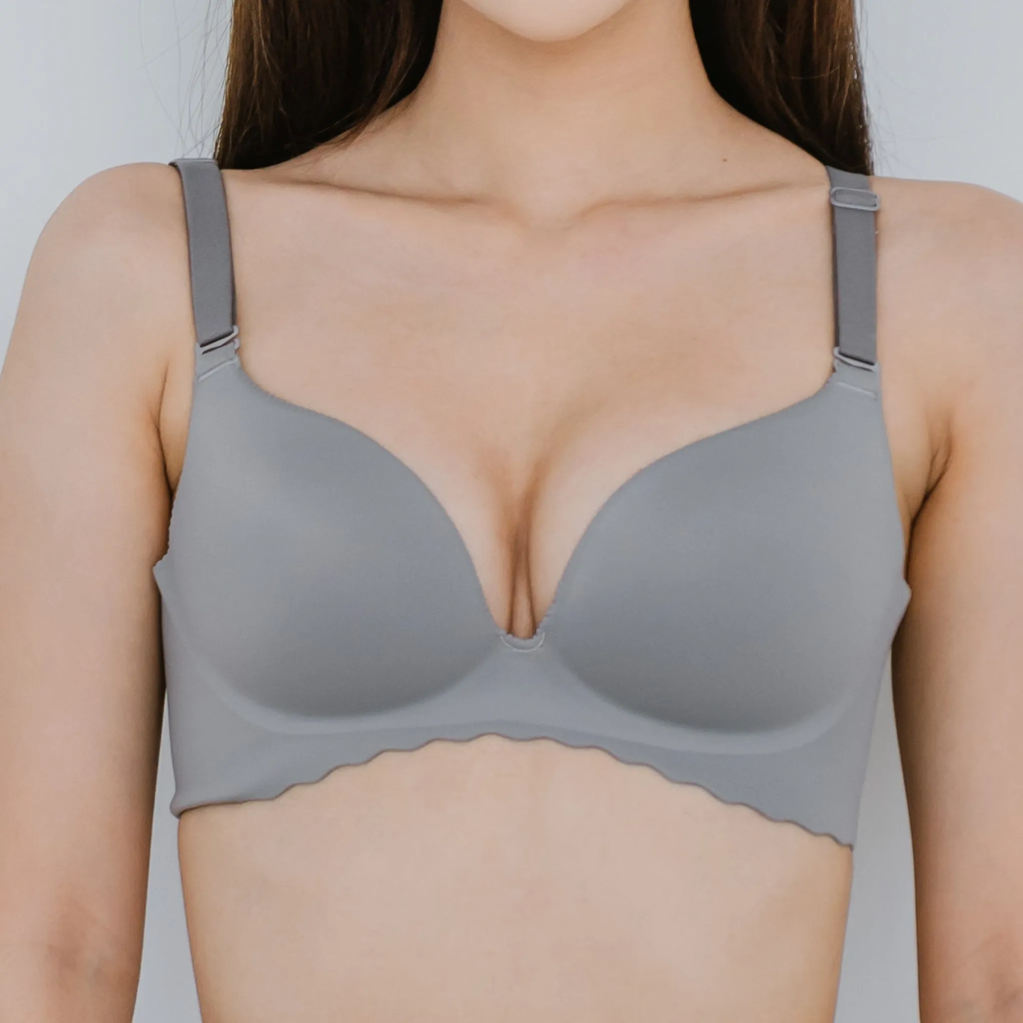 Entice Me! V3.0 Seamless Push Up Wireless Bra in Matte Sky Gray (Size L Only)