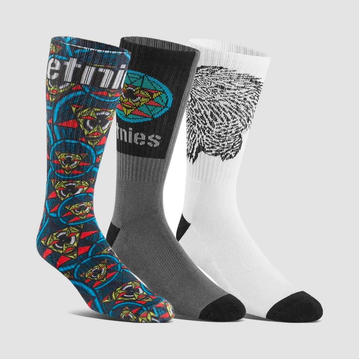 Etnies Thomas Hooper Crew Socks 3 Pack Black/White/Grey