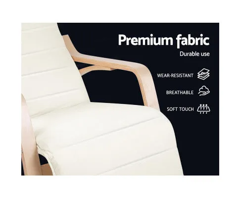 Fabric Rocking Armchair with Adjustable Footrest - Beige