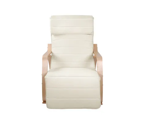 Fabric Rocking Armchair with Adjustable Footrest - Beige