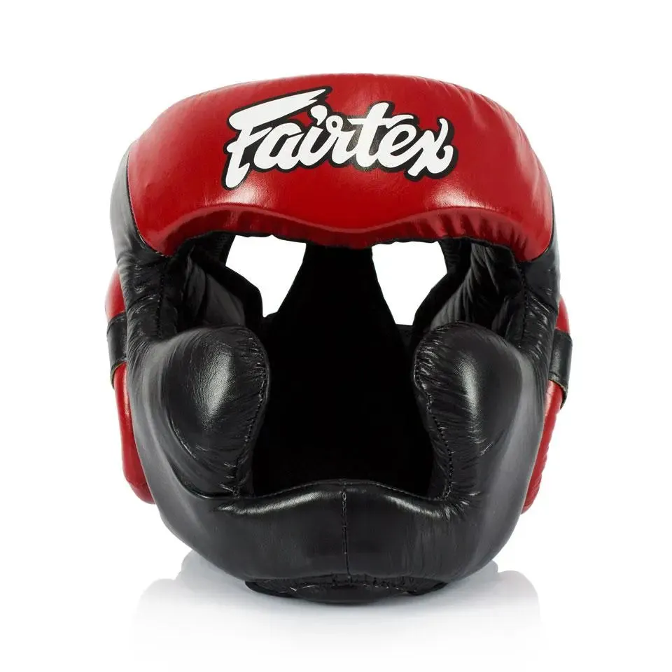 Fairtex Black-Red Full Coverage Head Guard