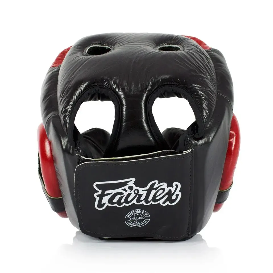 Fairtex Black-Red Full Coverage Head Guard