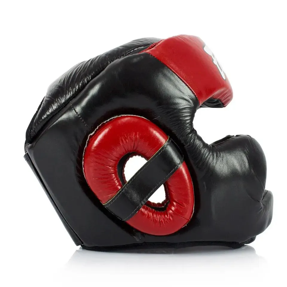 Fairtex Black-Red Full Coverage Head Guard