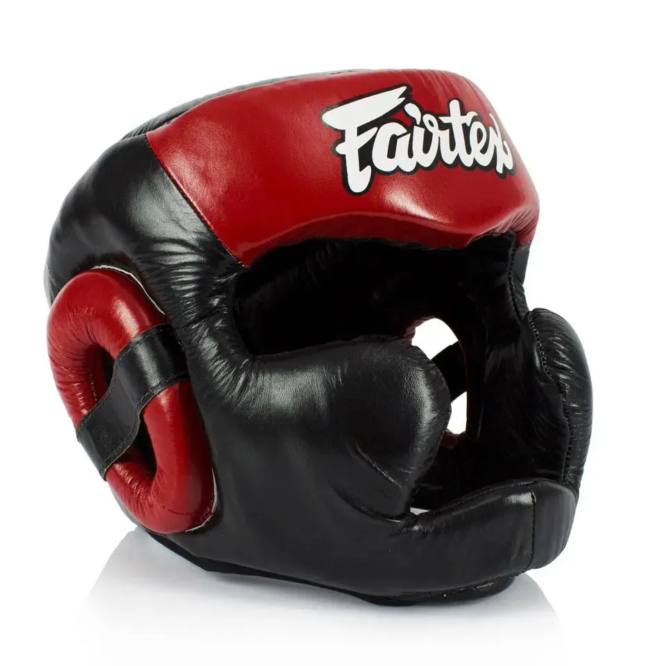 Fairtex Black-Red Full Coverage Head Guard