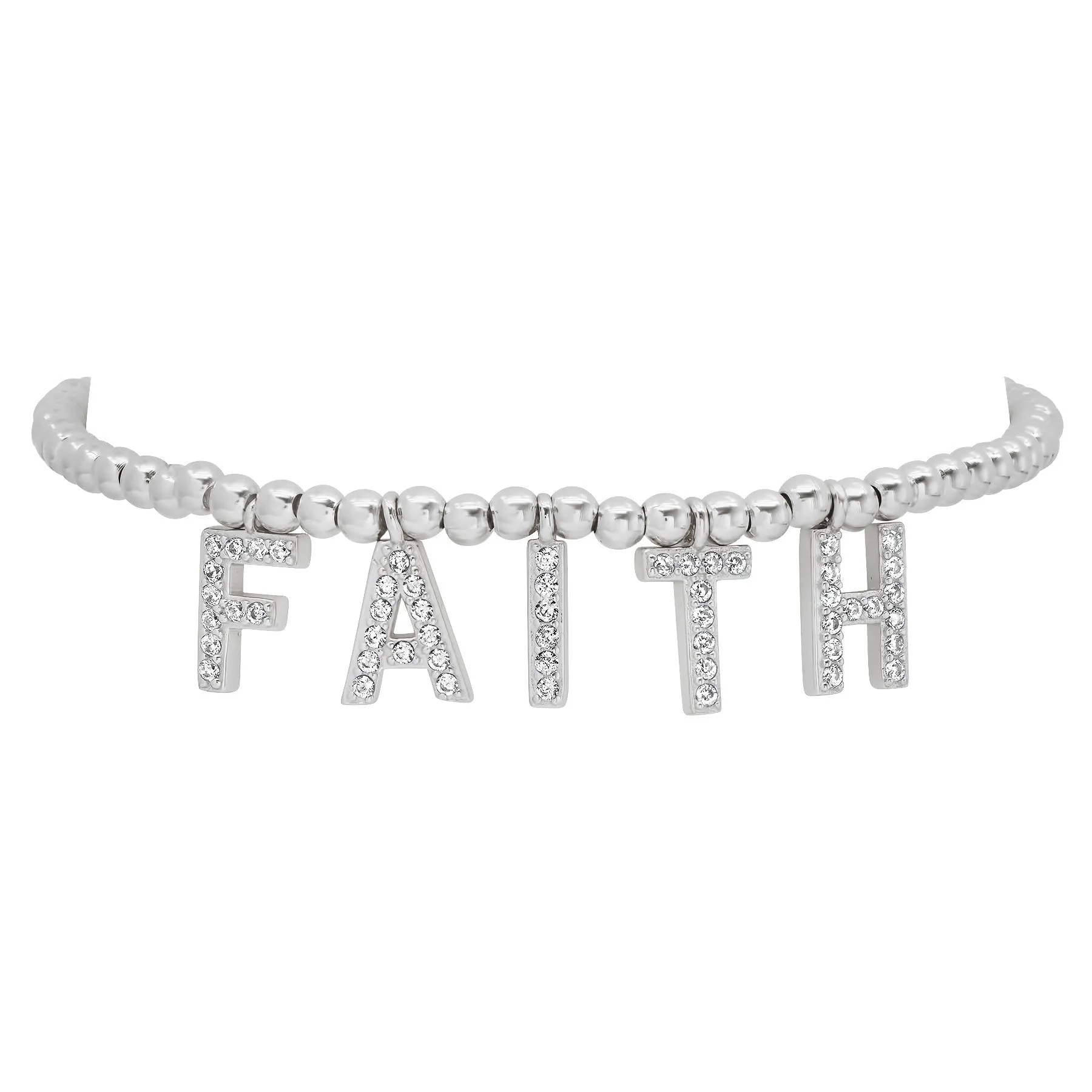 FAITH STRETCH BRACELET, SILVER