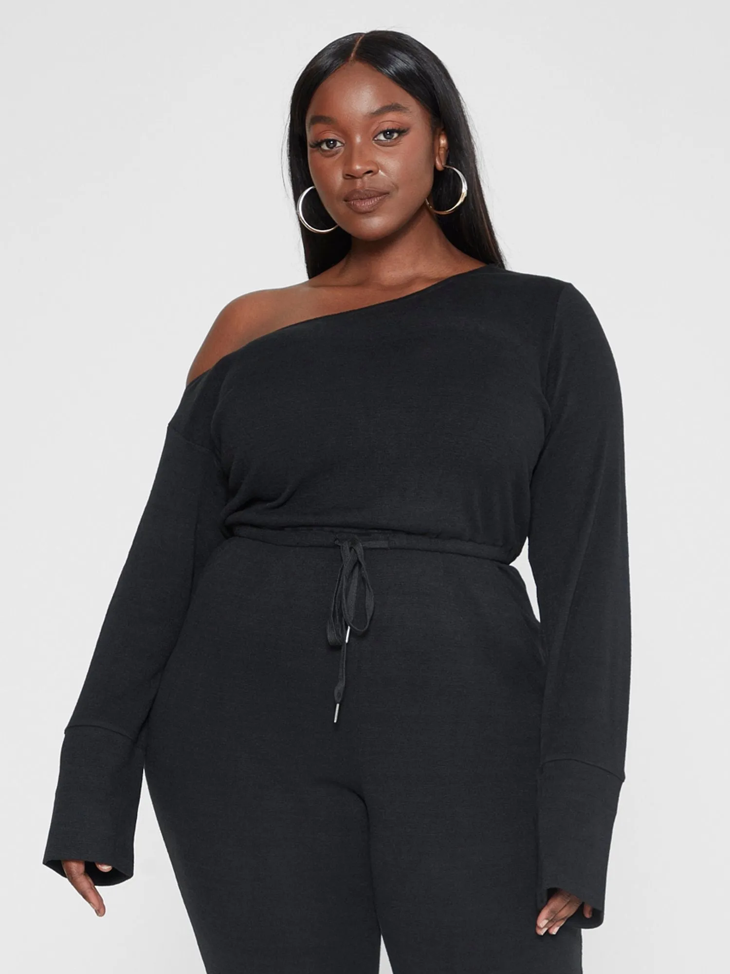 Fashion To Figure - Cammie Off Shoulder Knit Jumpsuit - Gabi Fresh x FTF