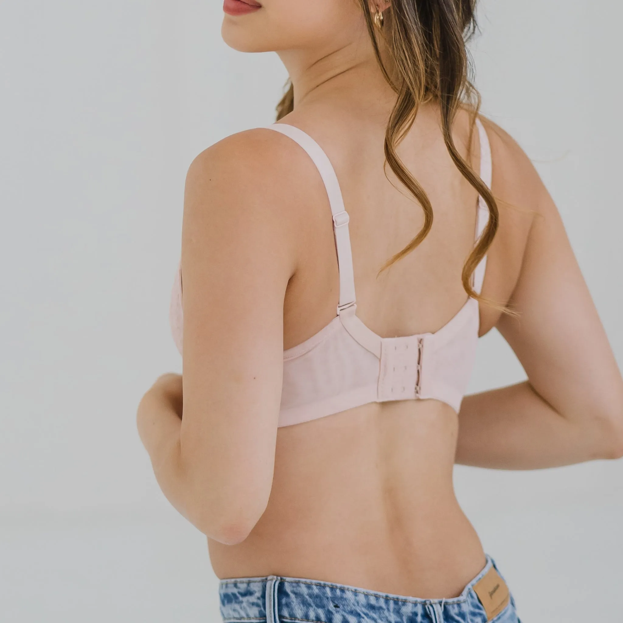 Feathery-Light Lace Mesh! Unlined Bra in Cherry