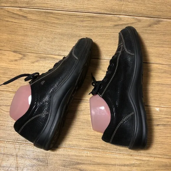 Finn Comfort women black lace up leather sneakers, 9.5/40
