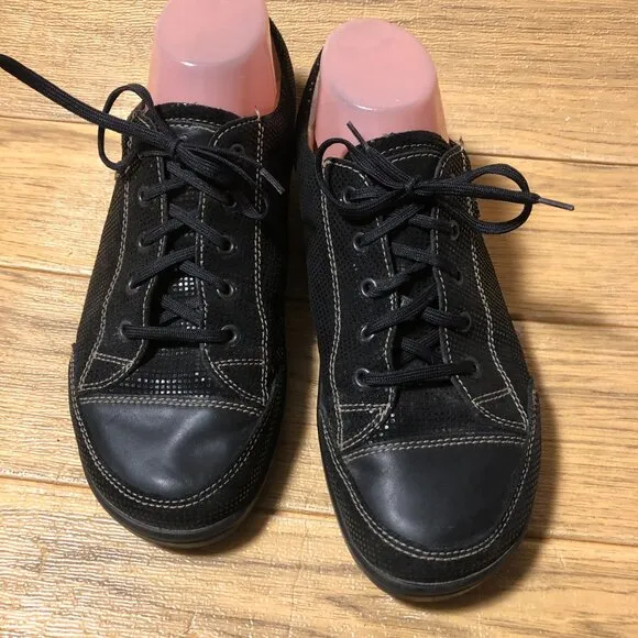 Finn Comfort women black lace up leather sneakers, 9.5/40