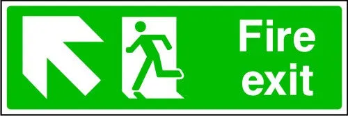 Fire Exit Arrow Up Left Sign