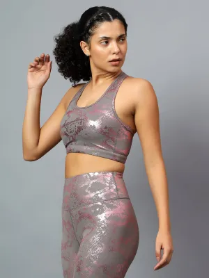 Fitkin Womens Animal Print Racer Back Sports Bra