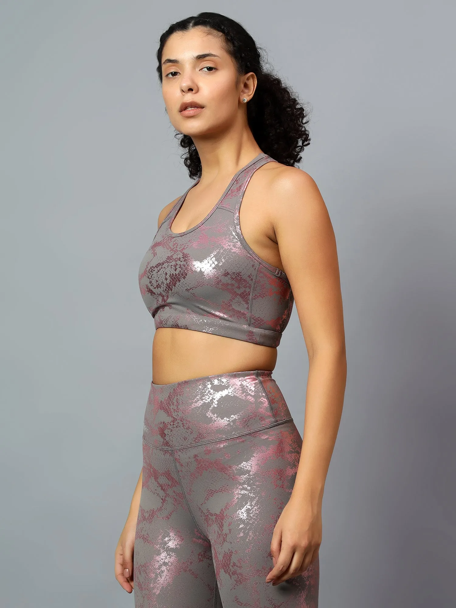 Fitkin Womens Animal Print Racer Back Sports Bra