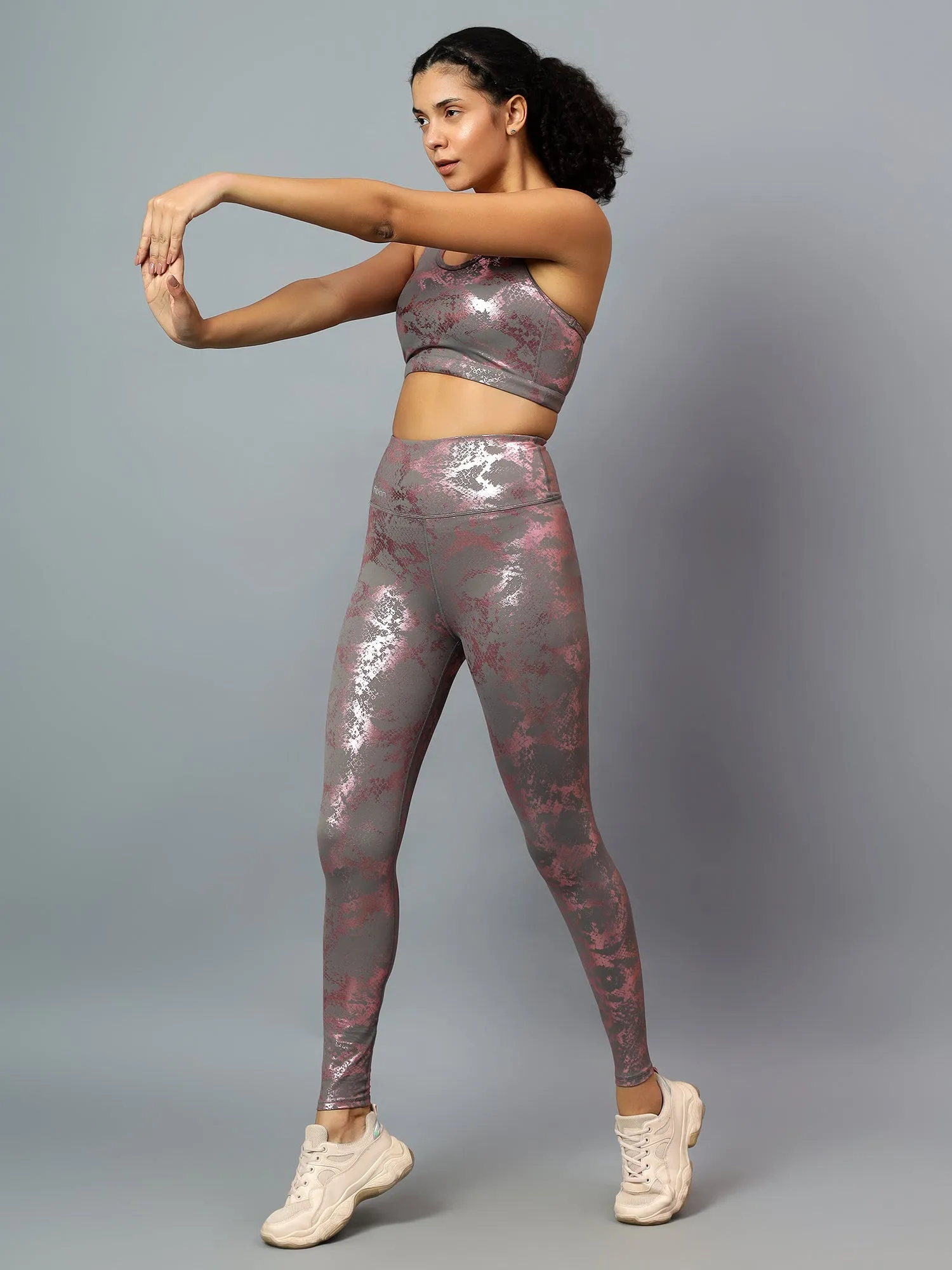 Fitkin Womens Animal Print Racer Back Sports Bra