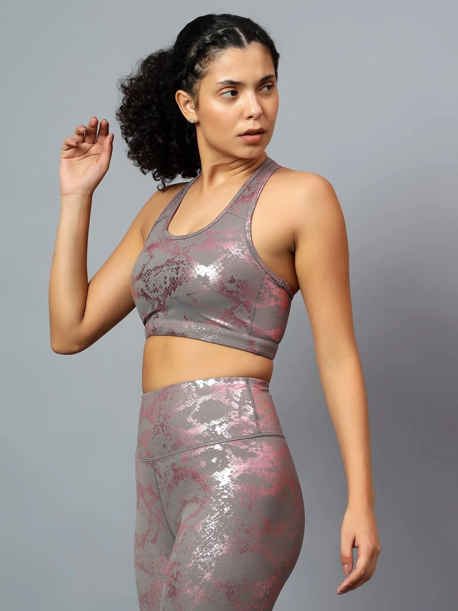 Fitkin Womens Animal Print Racer Back Sports Bra