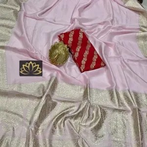 Flamingo Pink Banarasi Soft SIlk Zari Saree