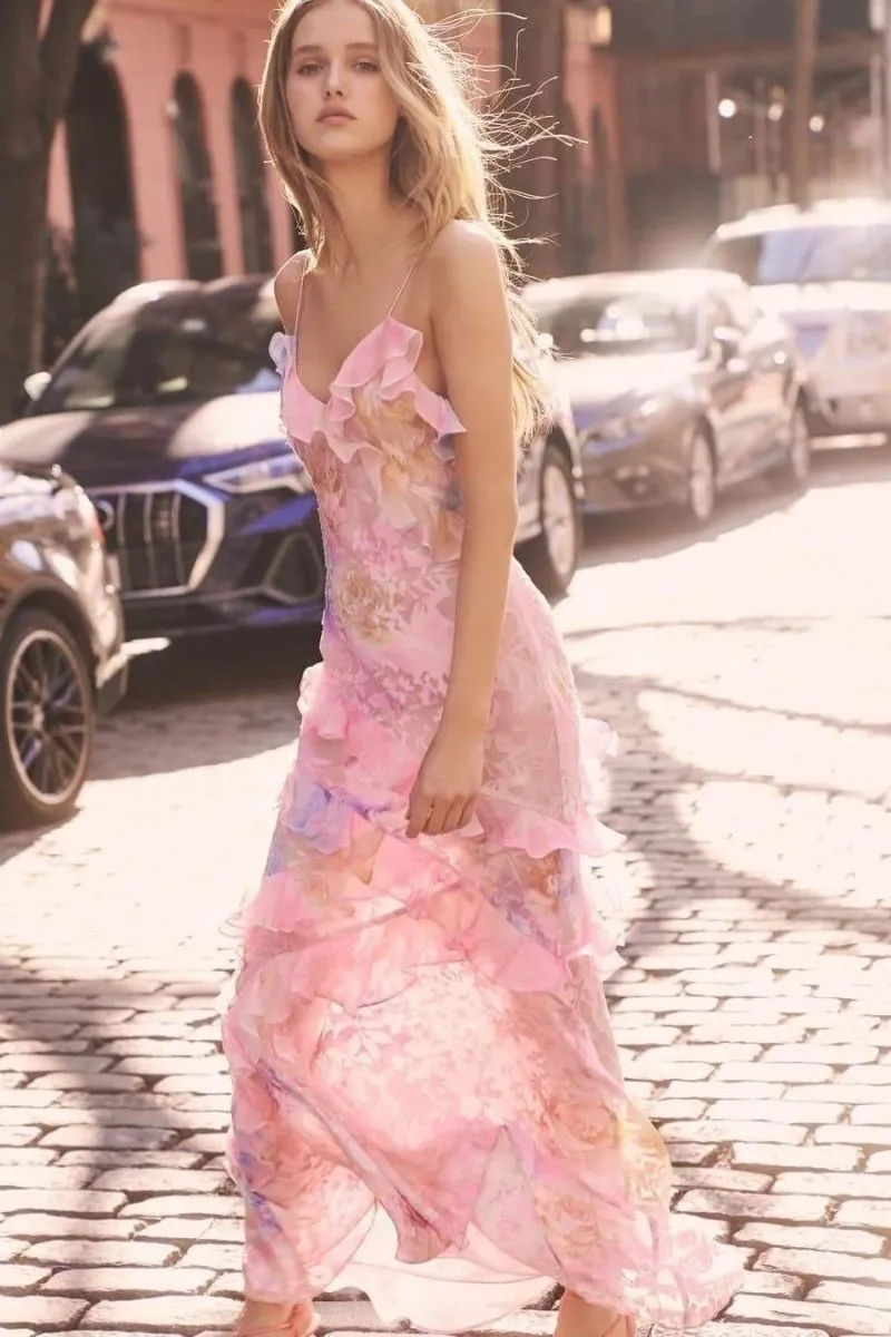 Floral Evening Gown | Chiffon | Elegant & Lightweight