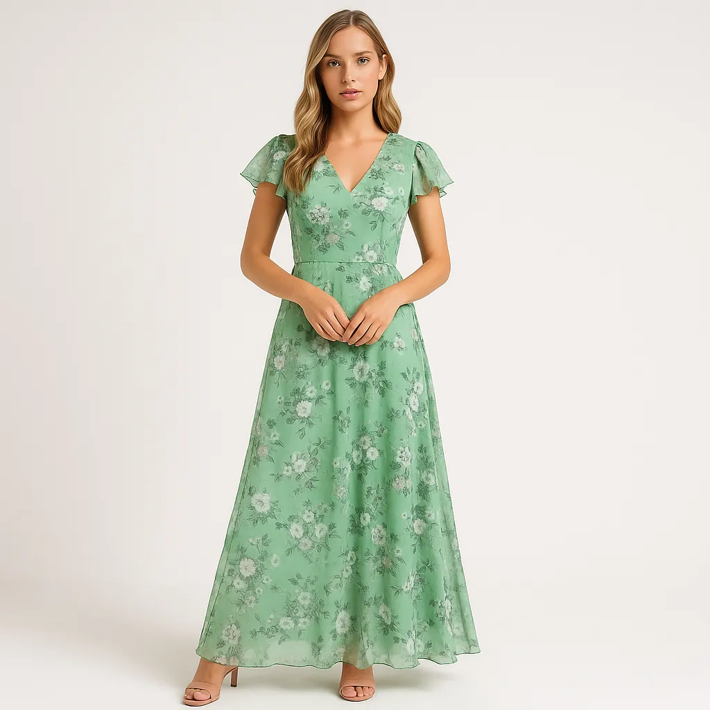 Floral Maxi Dress | Peach | Lightweight and Elegant
