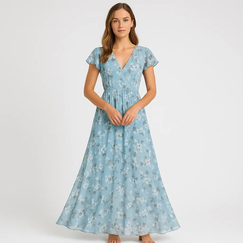 Floral Maxi Dress | Peach | Lightweight and Elegant