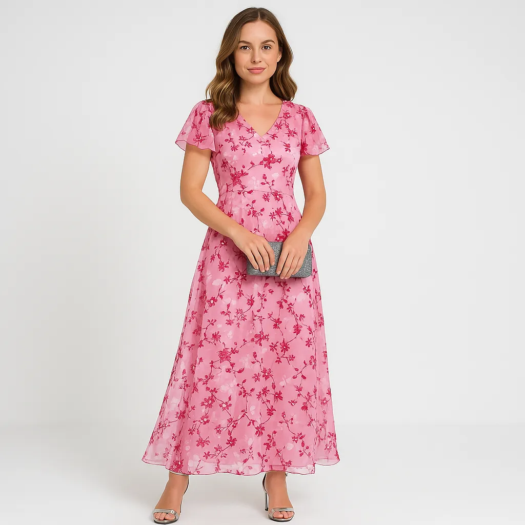 Floral Maxi Dress | Peach | Lightweight and Elegant