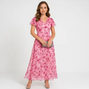 Floral Maxi Dress | Peach | Lightweight and Elegant