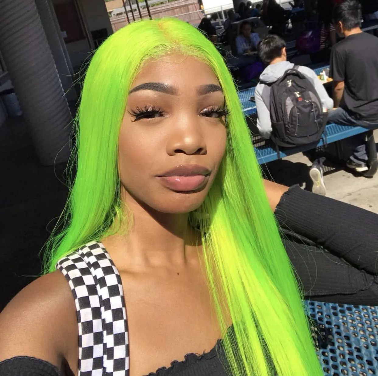 Fluorescent Green Long Straight Lace Front Wig
