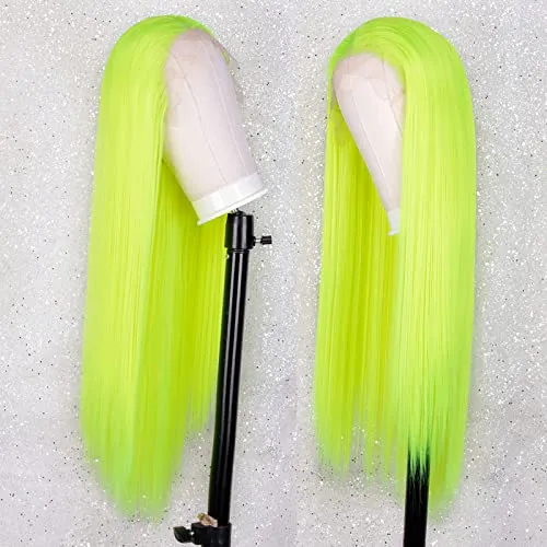 Fluorescent Green Long Straight Lace Front Wig