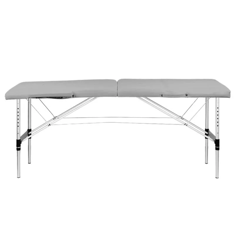 Folding massage table, aluminum, 2-section, gray, comfort
