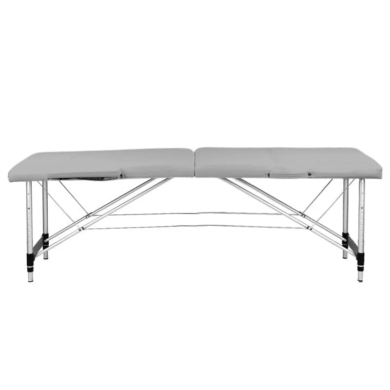 Folding massage table, aluminum, 2-section, gray, comfort