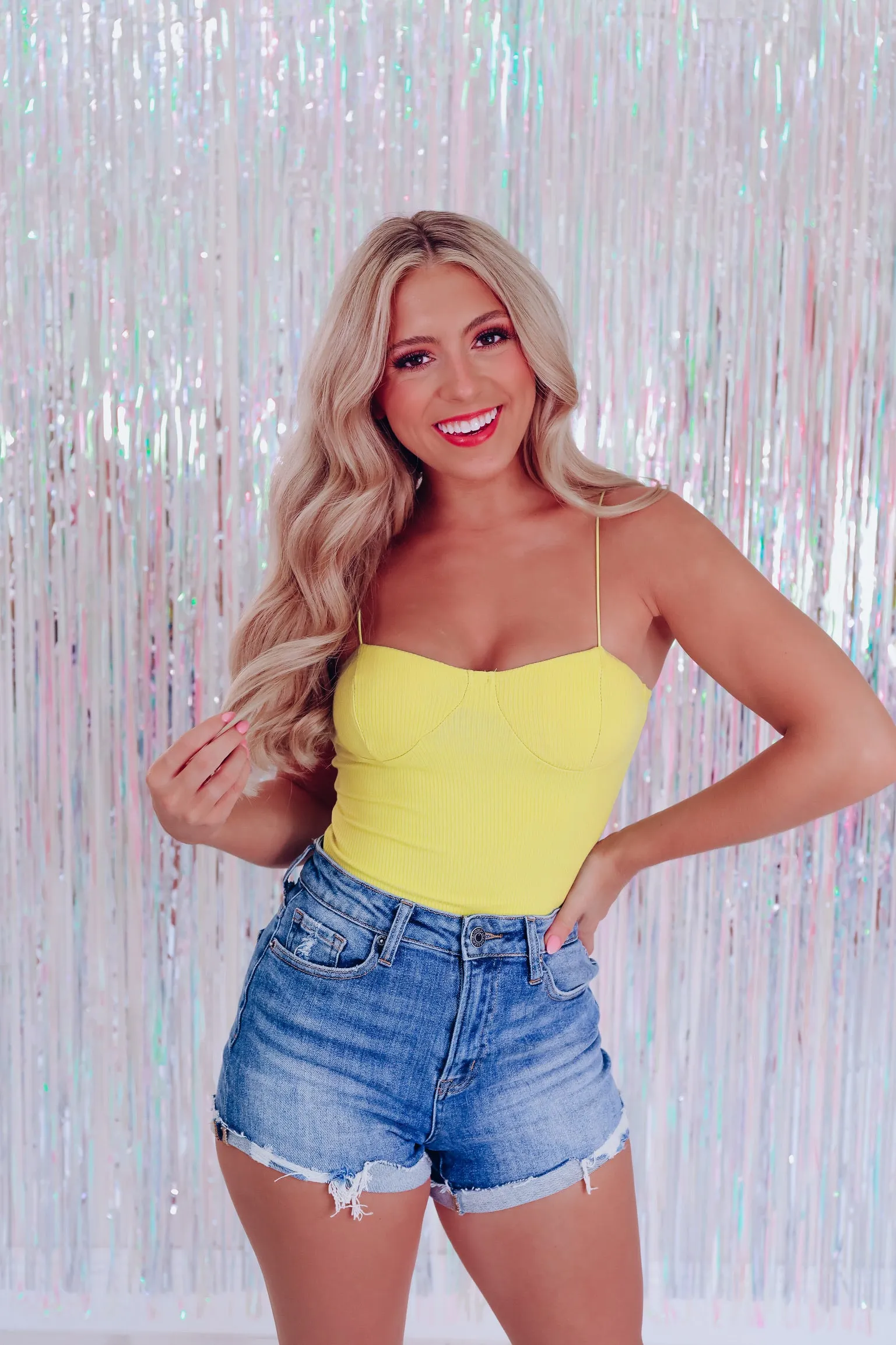 Foundation Bungee Strap Bodysuit - Lime