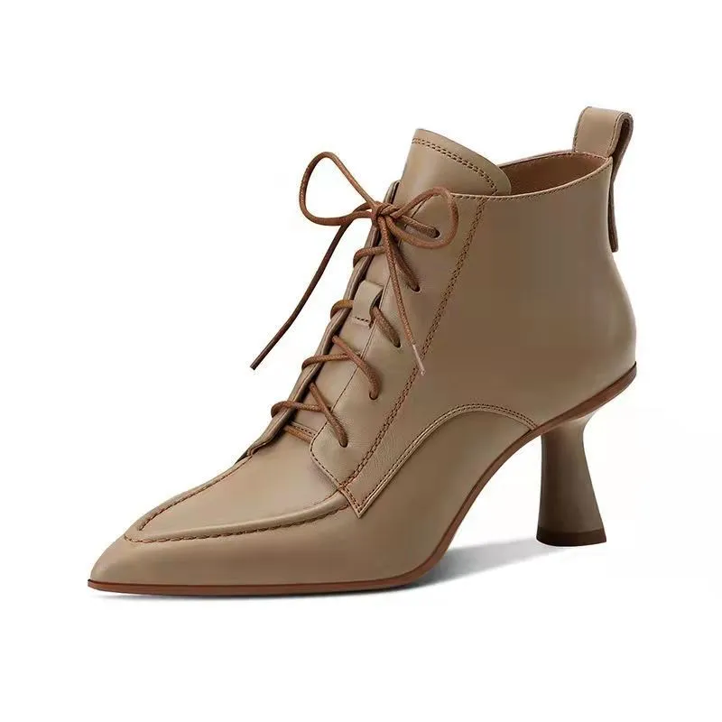 French Retro Pointed Ankle Boots