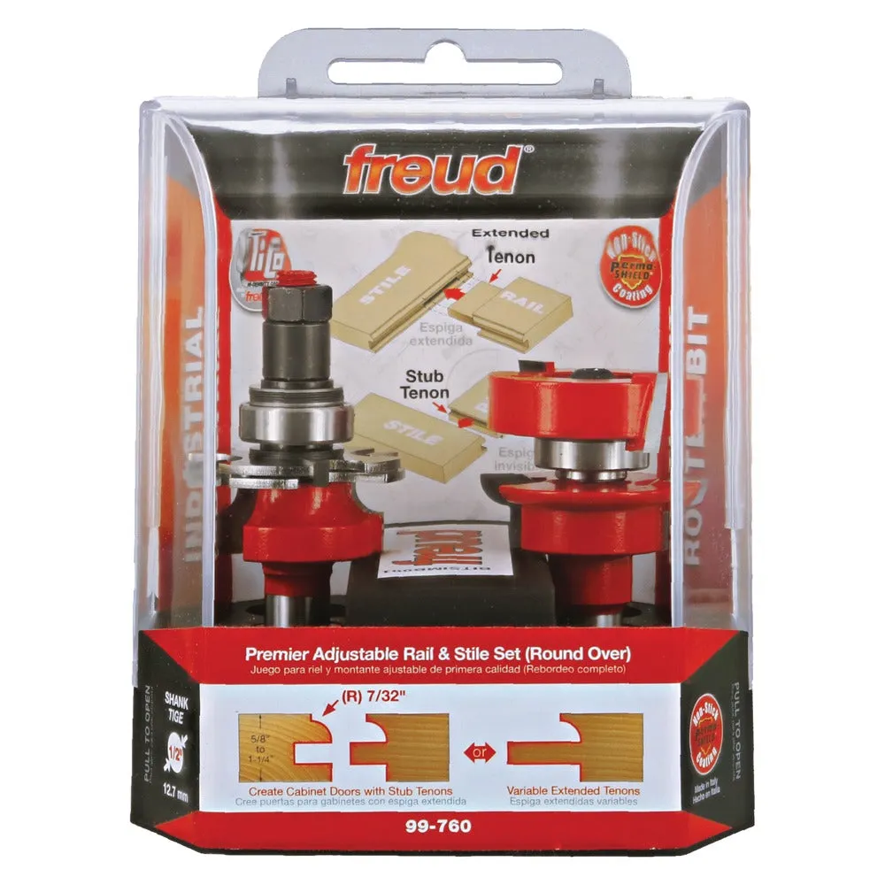 Freud Premier Adjustable Rail & Stile Set Round Over 1/2" SH, 1-11/16" D