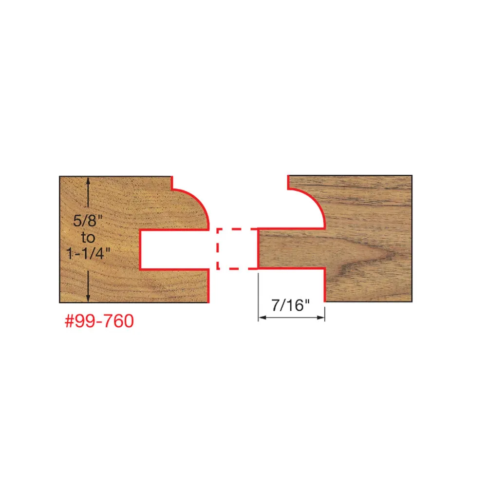 Freud Premier Adjustable Rail & Stile Set Round Over 1/2" SH, 1-11/16" D