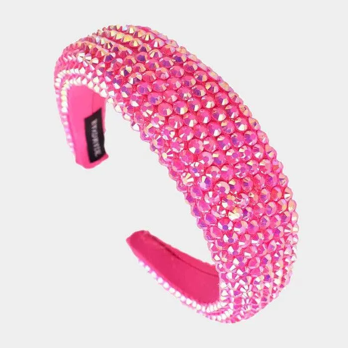 Fuchsia Faceted Bead Padded Headband