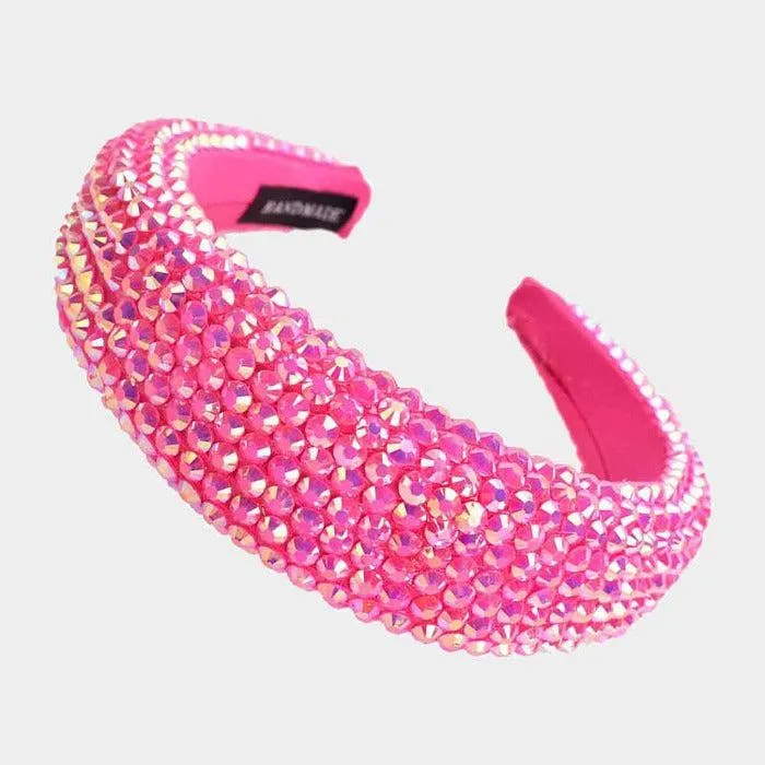 Fuchsia Faceted Bead Padded Headband