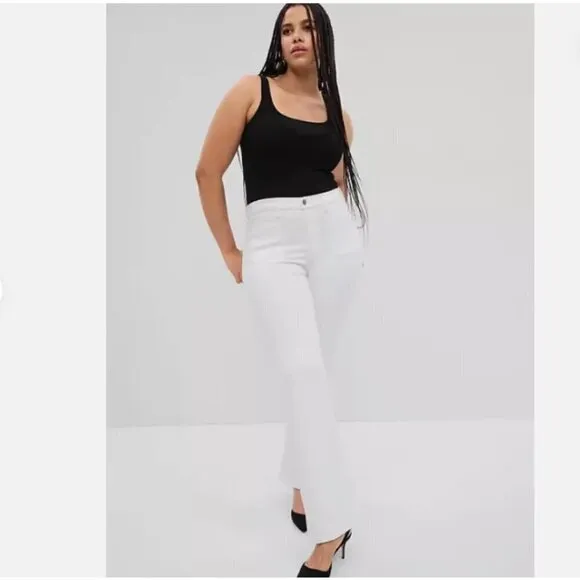 GAP High-Rise '70s Flare BOHO Optic White Y2k SOFT Jeans Size 32/14 - MSRP $90