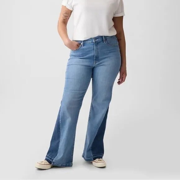 GAP High Rise Patched '70s Flare Jeans