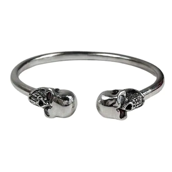 Gemstone Skull 925 Sterling Silver Biker Cuff