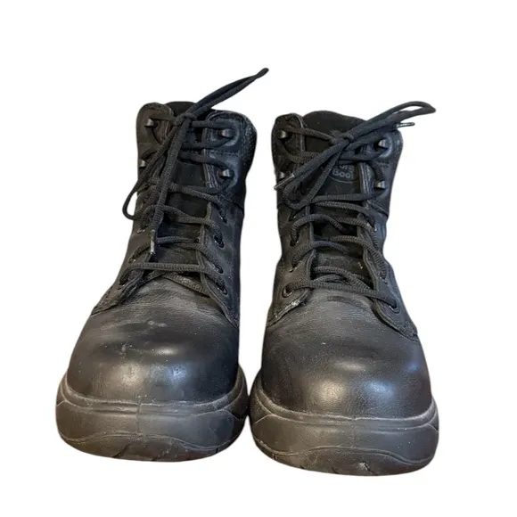 Georgia Boot Black Leather High-Top Boots with Padded Collar Men’s Size 8.5