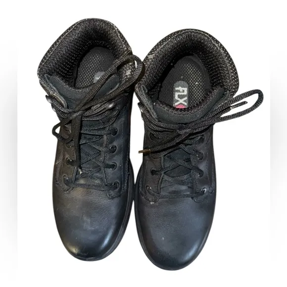 Georgia Boot Black Leather High-Top Boots with Padded Collar Men’s Size 8.5
