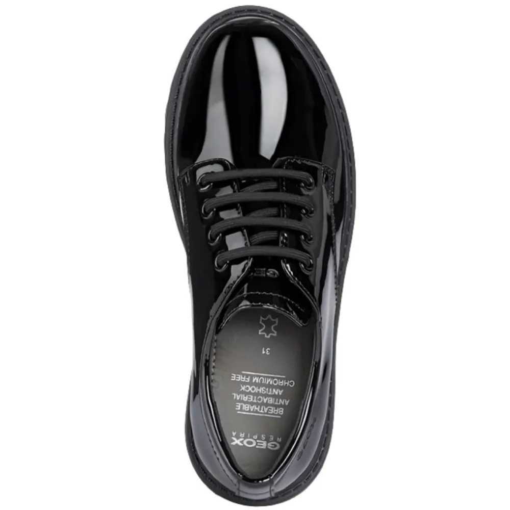 Geox Casey G.C. Patent Black School Shoes