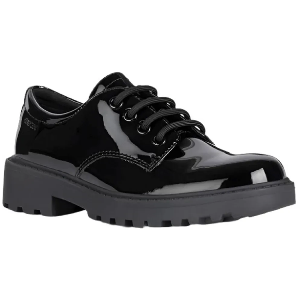 Geox Casey G.C. Patent Black School Shoes