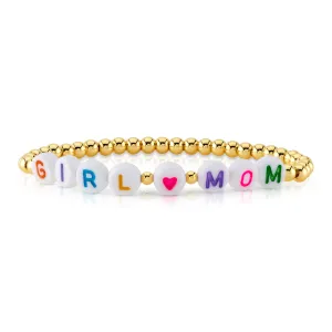 GIRL MOM BALL STRETCH BRACELET, RAINBOW GOLD