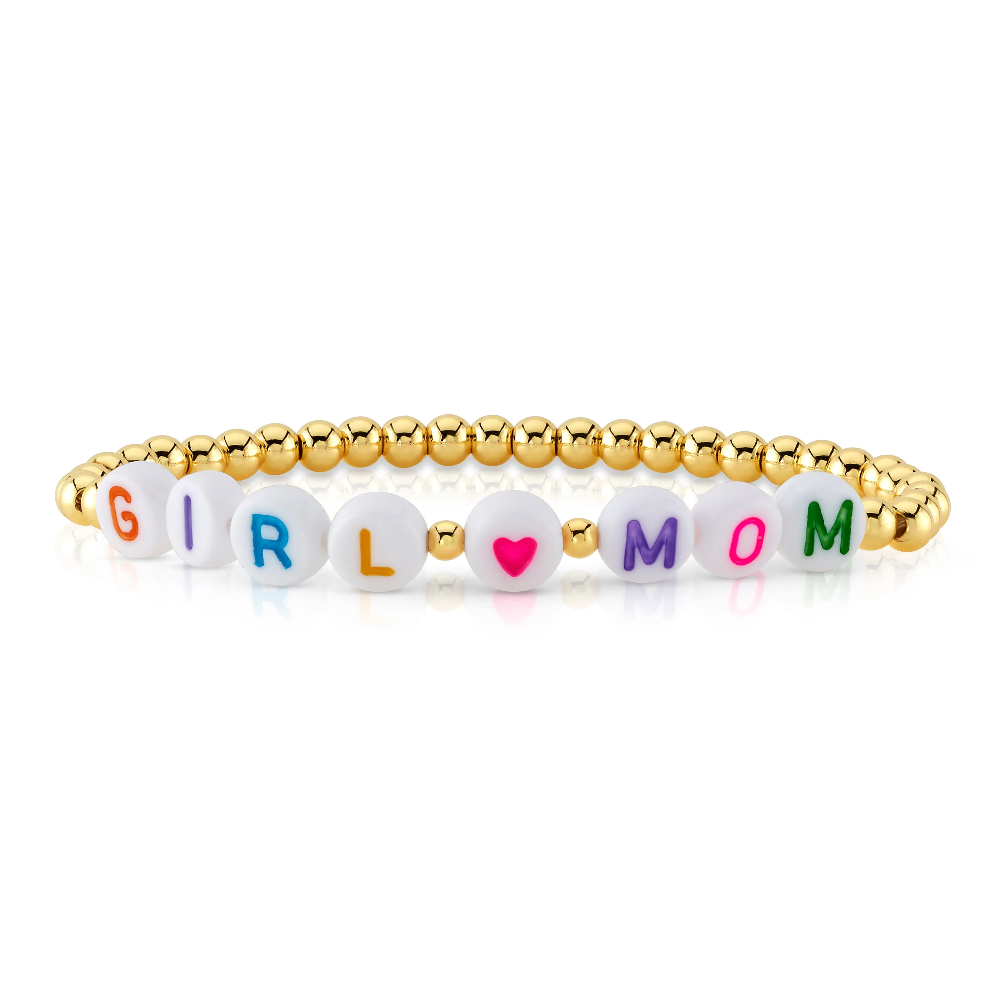 GIRL MOM BALL STRETCH BRACELET, RAINBOW GOLD