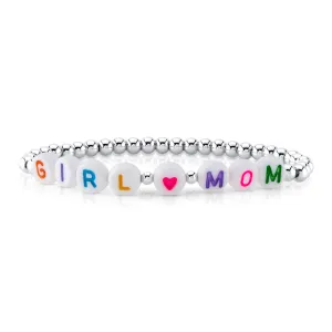 GIRL MOM BALL STRETCH BRACELET, RAINBOW SILVER