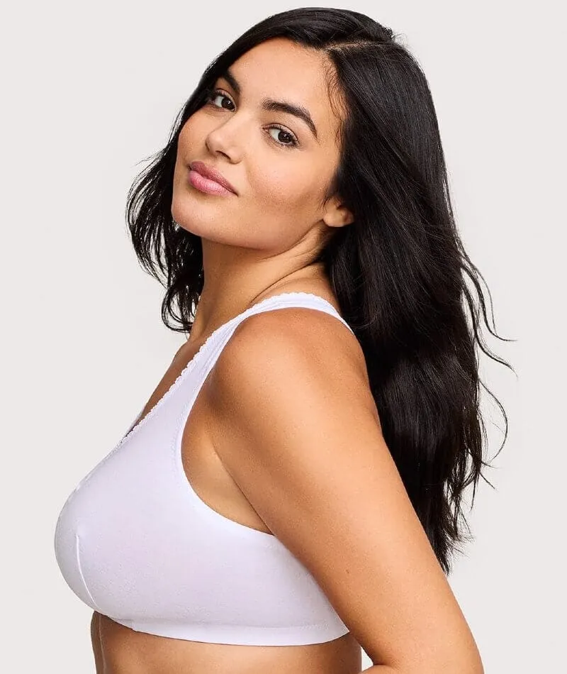 Glamorise Front-Closure Cotton T-Back Wire-Free Comfort Bra - White